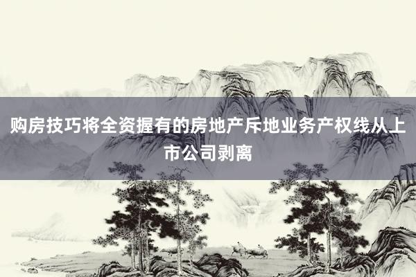 购房技巧将全资握有的房地产斥地业务产权线从上市公司剥离