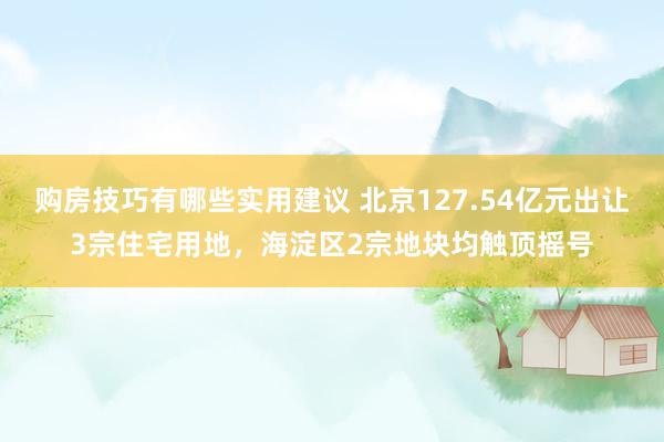 购房技巧有哪些实用建议 北京127.54亿元出让3宗住宅用地，海淀区2宗地块均触顶摇号