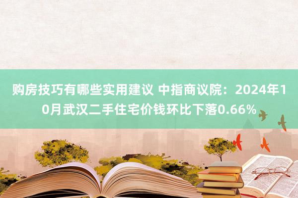 购房技巧有哪些实用建议 中指商议院：2024年10月武汉二手住宅价钱环比下落0.66%