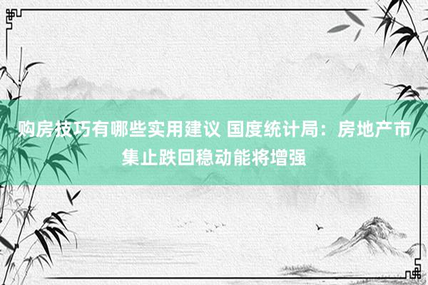 购房技巧有哪些实用建议 国度统计局：房地产市集止跌回稳动能将增强