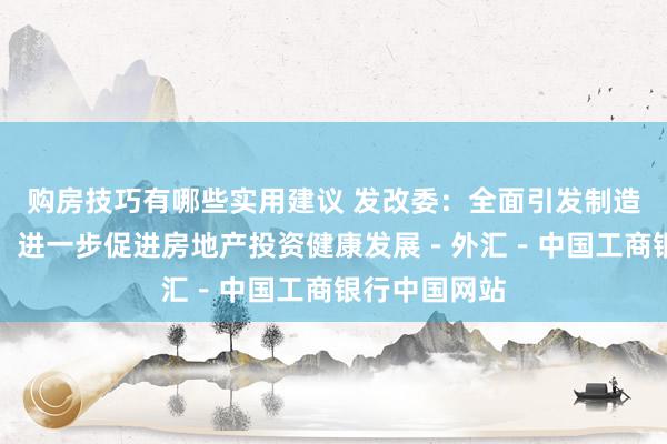 购房技巧有哪些实用建议 发改委：全面引发制造业投资活力，进一步促进房地产投资健康发展－外汇－中国工商银行中国网站