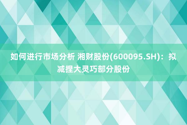 如何进行市场分析 湘财股份(600095.SH)：拟减捏大灵巧部分股份