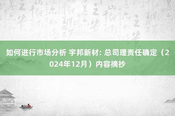 如何进行市场分析 宇邦新材: 总司理责任确定（2024年12月）内容摘抄