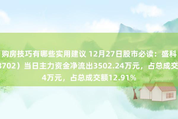 购房技巧有哪些实用建议 12月27日股市必读：盛科通讯（688702）当日主力资金净流出3502.24万元，占总成交额12.91%