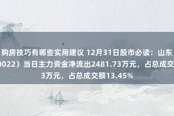 购房技巧有哪些实用建议 12月31日股市必读：山东钢铁（600022）当日主力资金净流出2481.73万元，占总成交额13.45%