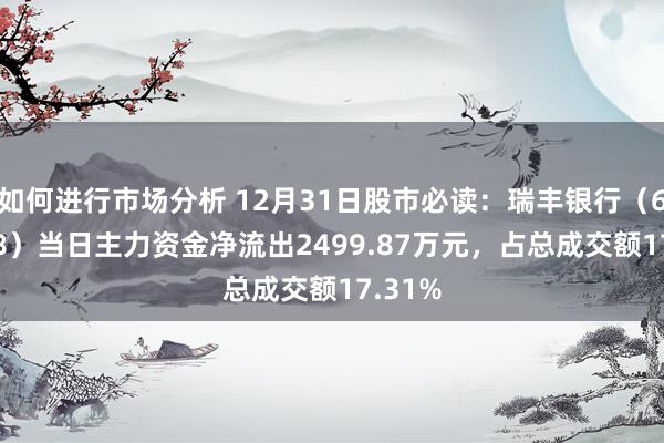 如何进行市场分析 12月31日股市必读：瑞丰银行（601528）当日主力资金净流出2499.87万元，占总成交额17.31%