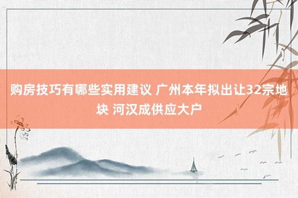 购房技巧有哪些实用建议 广州本年拟出让32宗地块 河汉成供应大户