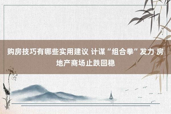 购房技巧有哪些实用建议 计谋“组合拳”发力 房地产商场止跌回稳