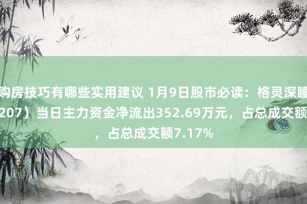 购房技巧有哪些实用建议 1月9日股市必读：格灵深瞳（688207）当日主力资金净流出352.69万元，占总成交额7.17%