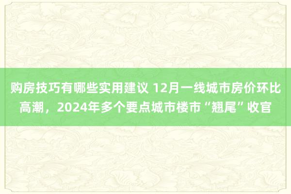 购房技巧有哪些实用建议 12月一线城市房价环比高潮，2024年多个要点城市楼市“翘尾”收官