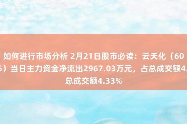 如何进行市场分析 2月21日股市必读：云天化（600096）当日主力资金净流出2967.03万元，占总成交额4.33%