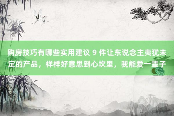 购房技巧有哪些实用建议 9 件让东说念主夷犹未定的产品，样样好意思到心坎里，我能爱一辈子