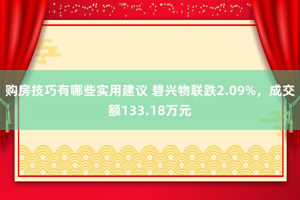 购房技巧有哪些实用建议 碧兴物联跌2.09%，成交额133.18万元