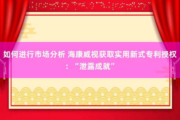 如何进行市场分析 海康威视获取实用新式专利授权：“泄露成就”