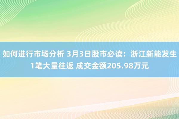 如何进行市场分析 3月3日股市必读：浙江新能发生1笔大量往返 成交金额205.98万元