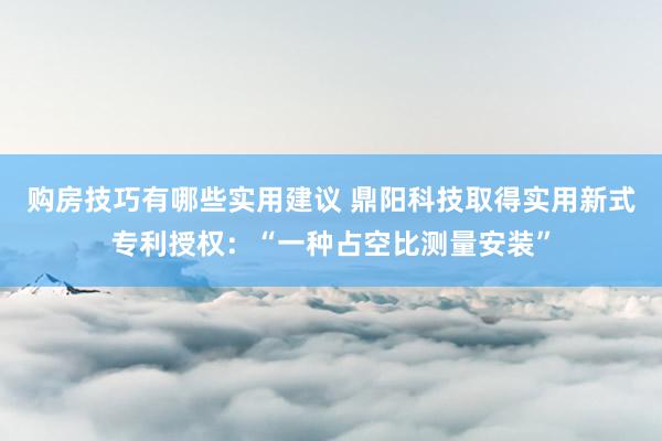 购房技巧有哪些实用建议 鼎阳科技取得实用新式专利授权：“一种占空比测量安装”