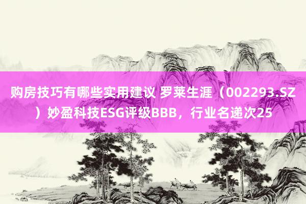 购房技巧有哪些实用建议 罗莱生涯（002293.SZ）妙盈科技ESG评级BBB，行业名递次25