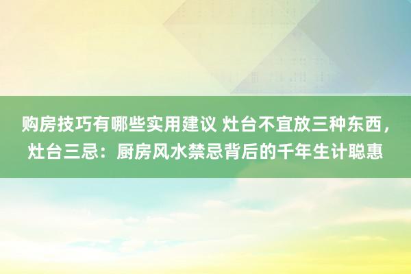 购房技巧有哪些实用建议 灶台不宜放三种东西，灶台三忌：厨房风水禁忌背后的千年生计聪惠