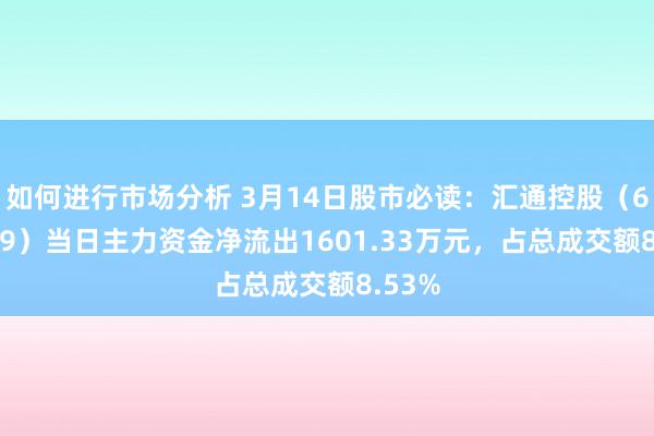 如何进行市场分析 3月14日股市必读：汇通控股（603409）当日主力资金净流出1601.33万元，占总成交额8.53%