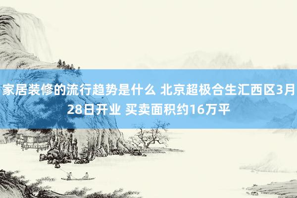 家居装修的流行趋势是什么 北京超极合生汇西区3月28日开业 买卖面积约16万平